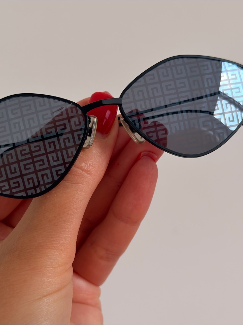 Givenchy Black Framed Sunglasses with Patterned Gray Lenses